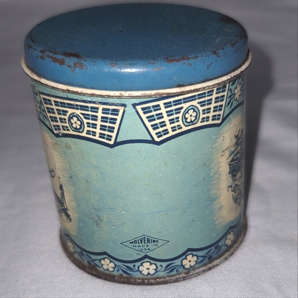 Vintage Wolverine Dollhouse Blue and Cream Sugar Tin - Picture 6 of 13